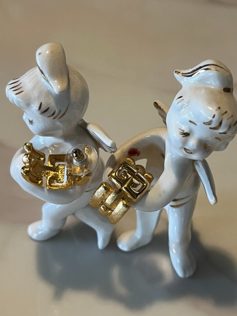 Givenchy Gold-Tone Vintage Logo Earrings + COA - Picture 3 of 12